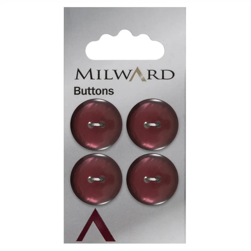 Milward Glanzende Knoop Donkerrood 19mm (4 stuks)