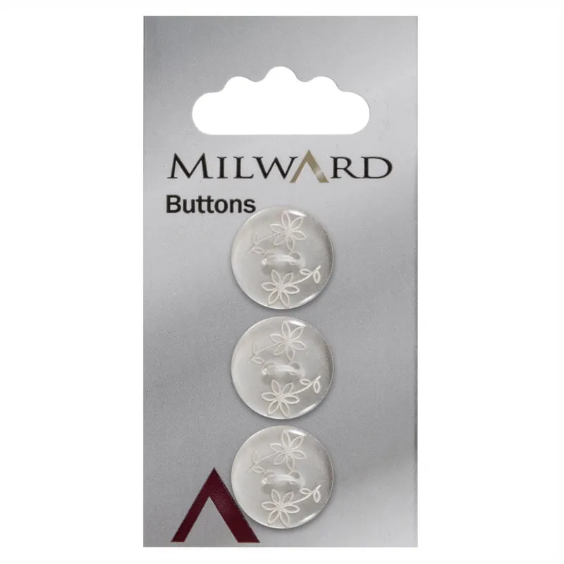 Milward Knoop Transparant met Bloemenwerkje 17mm (3 stuks)
