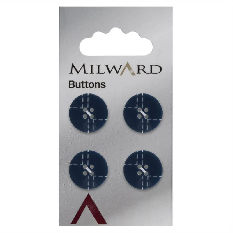 Milward Knoop Donkerblauw met Werkje Wit 15mm (4 stuks)