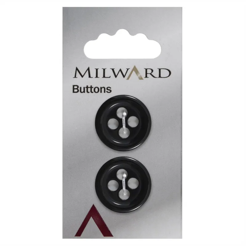 Milward Ronde Zwarte Knoop 22mm (2 stuks)