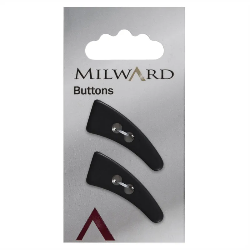 Milward Langwerpige Knoop met Bogen Zwart 22mm (2 stuks)