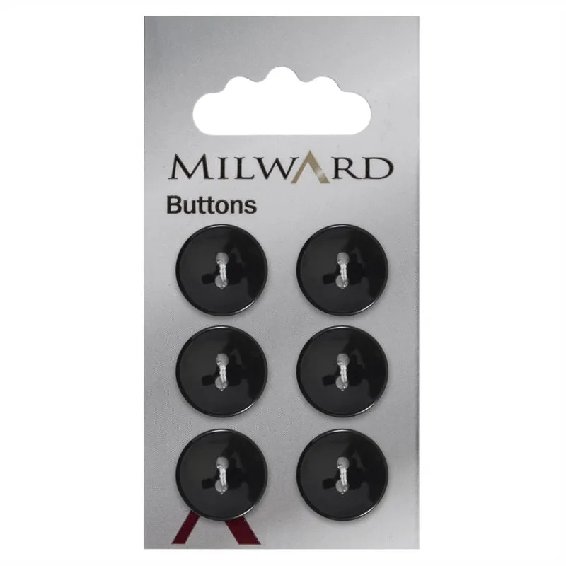 Milward Ronde Glanzende Knoop Zwart 16mm (6 stuks)