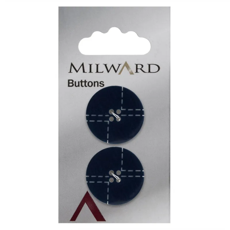 Milward Knoop Donkerblauw met Werkje Wit 22mm (2 stuks)