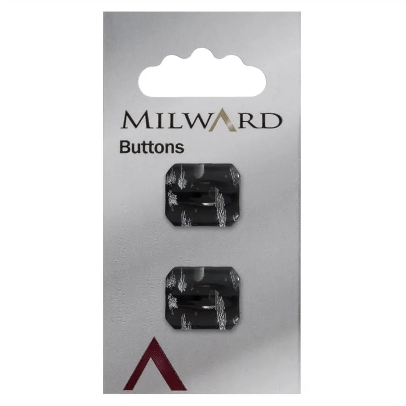 Milward Rechthoekige Knoop Transparant Zwart 20mm (2 stuks)