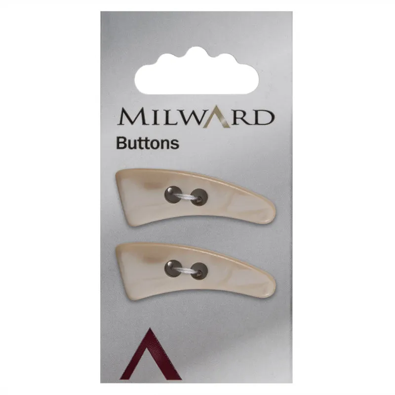 Milward Langwerpige Knoop met Bogen Wit/Beige 22mm (2 stuks)