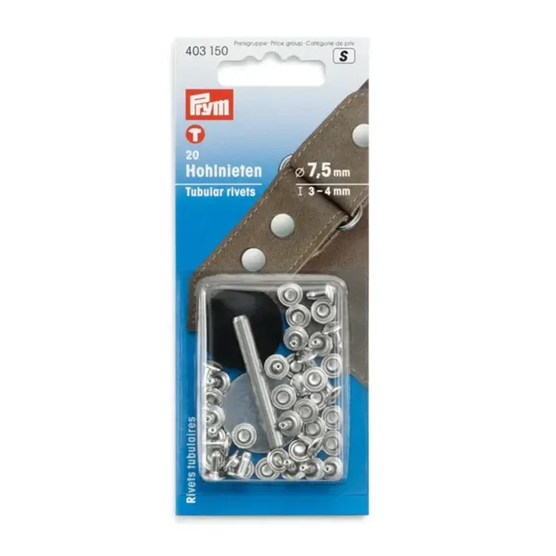 Prym Holle Nieten voor Materiaaldikte 3 - 4 mm Zilver