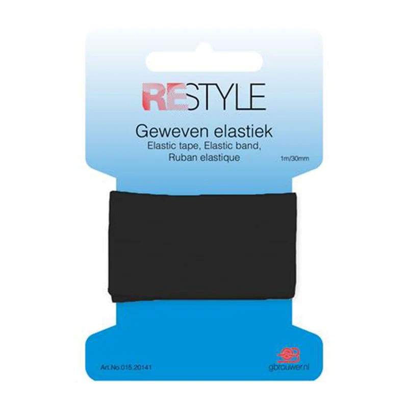 Restyle Geweven Elastiek 30 mm x 1 meter 000 Zwart