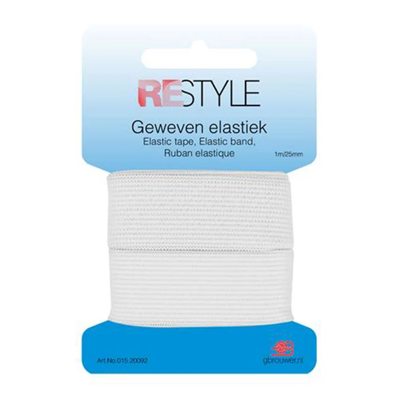Restyle Geweven Elastiek 25 mm x 1 meter 009 Wit
