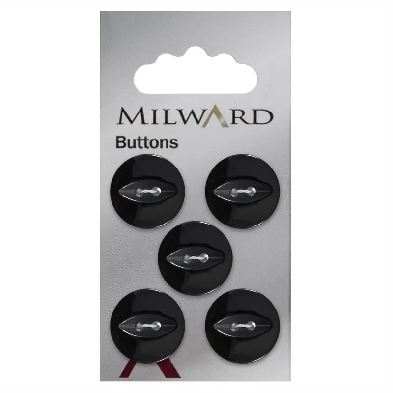 Milward Glans Knoop Zwart 19mm (5 stuks)