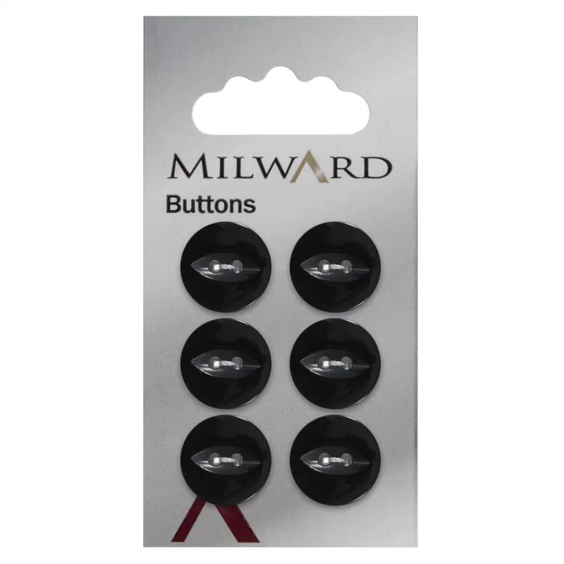 Milward Glans Knoop Zwart 16mm (6 stuks)