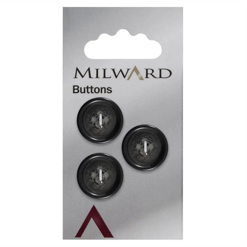 Milward Glans Knoop Zwart/Grijs 19mm (3 stuks)