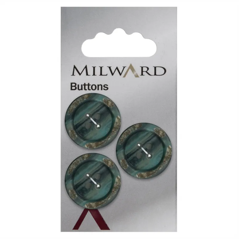 Milward Glans Knoop Turquoise 22mm (3 stuks)