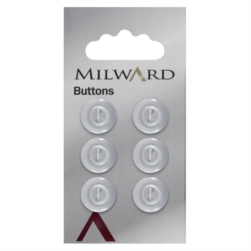 Milward Glans Knoop Wit met Rand 13mm (6 stuks)