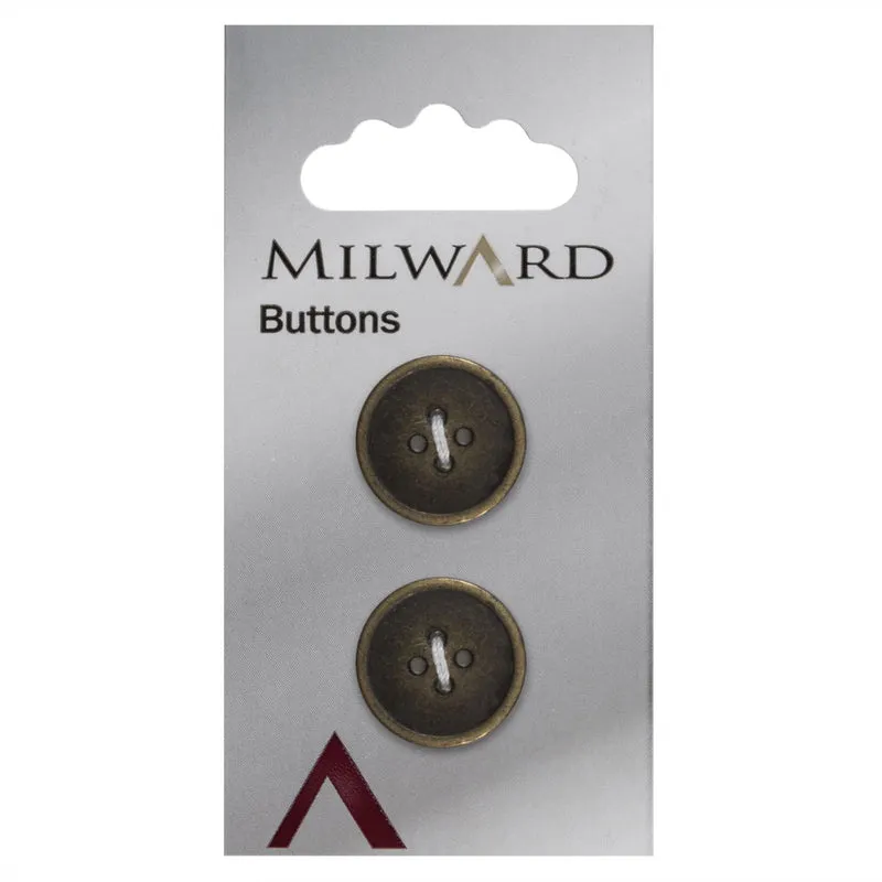 Milward Metalen Knoop Bronskleurig 17mm (2 stuks)