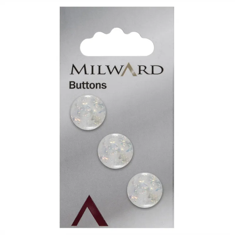 Milward Glitter Effect Knoop Wit 15mm (3 stuks)