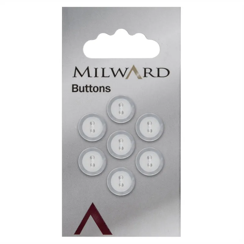 Milward Knoop Wit Met Parelmoer Rand 11mm (7 stuks)
