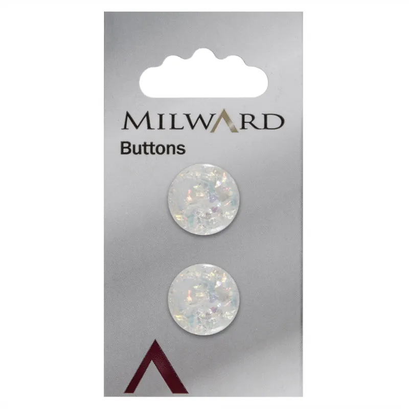 Milward Glitter Effect Knoop Wit 17mm (2 stuks)
