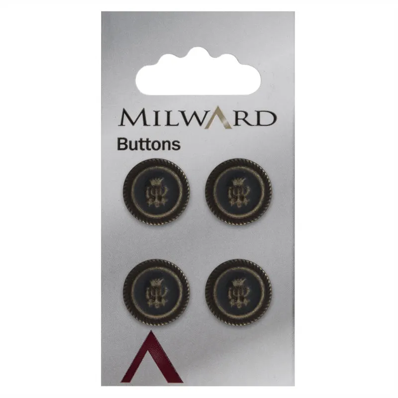 Milward Knoop Metaal Zwart/Messing Met Figuur 15mm (4 stuks)