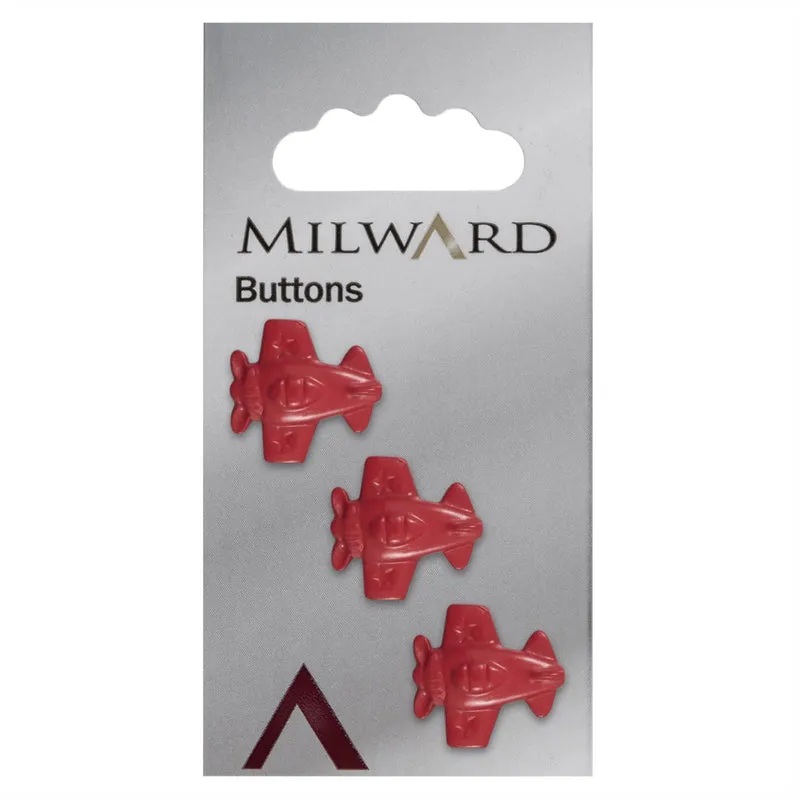 Milward Knoop Vliegtuig Rood 17mm (3 stuks)