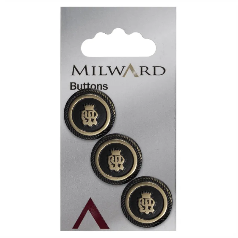 Milward Knoop Metaal Zwart/Messing Met Figuur 20mm (3 stuks)
