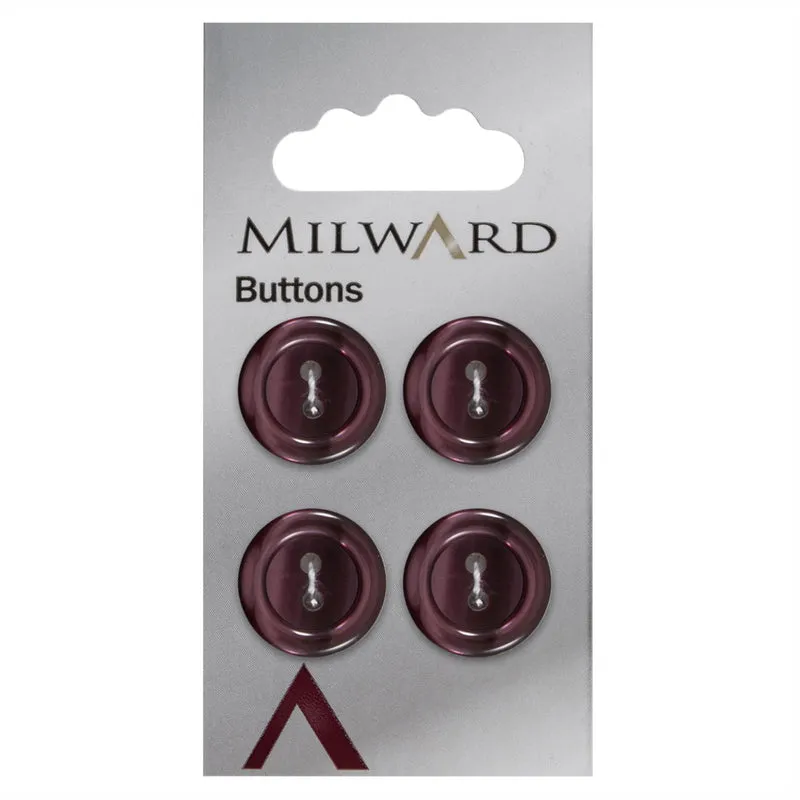 Milward Knoop Paars Glans Met Opstaande Rand 17mm (4 stuks)