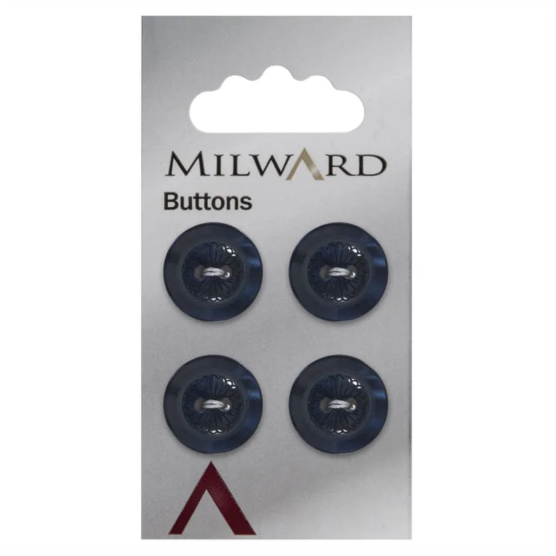 Milward Knoop Donkerblauw Met Bloem 16mm (4 stuks)