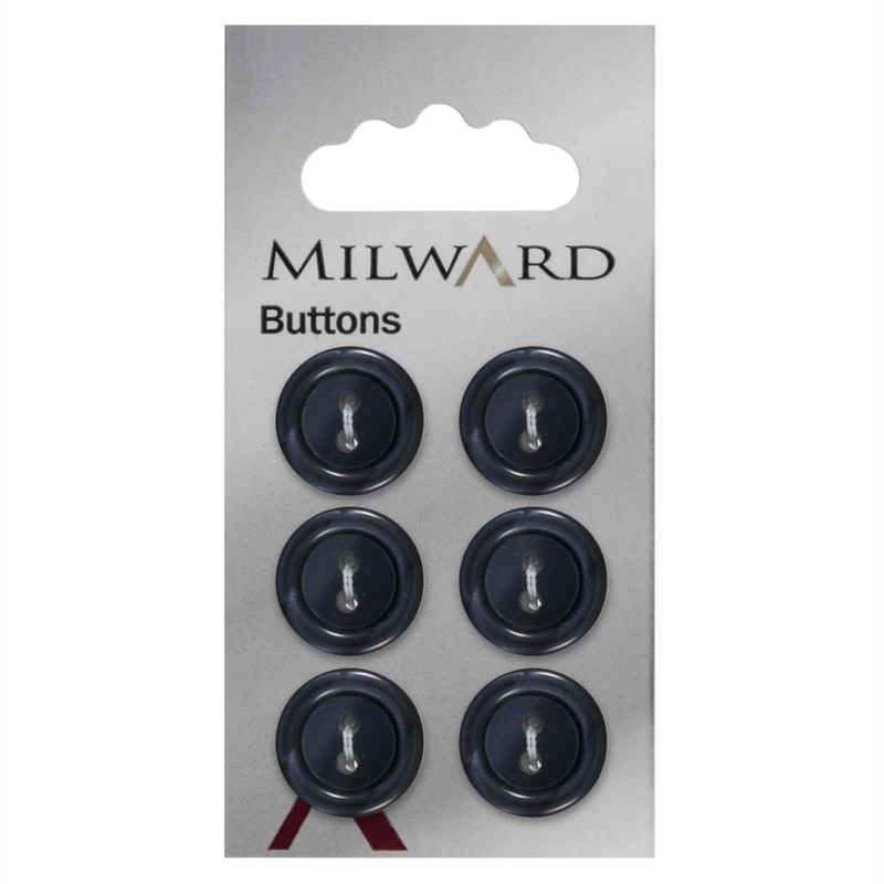 Milward Knoop Donkerblauw Glans Met Opstaande Rand 15mm (6 stuks)