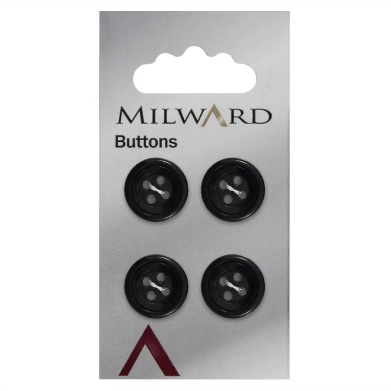 Milward Knoop Zwart Met Opstaande Rand 16mm (4 stuks)