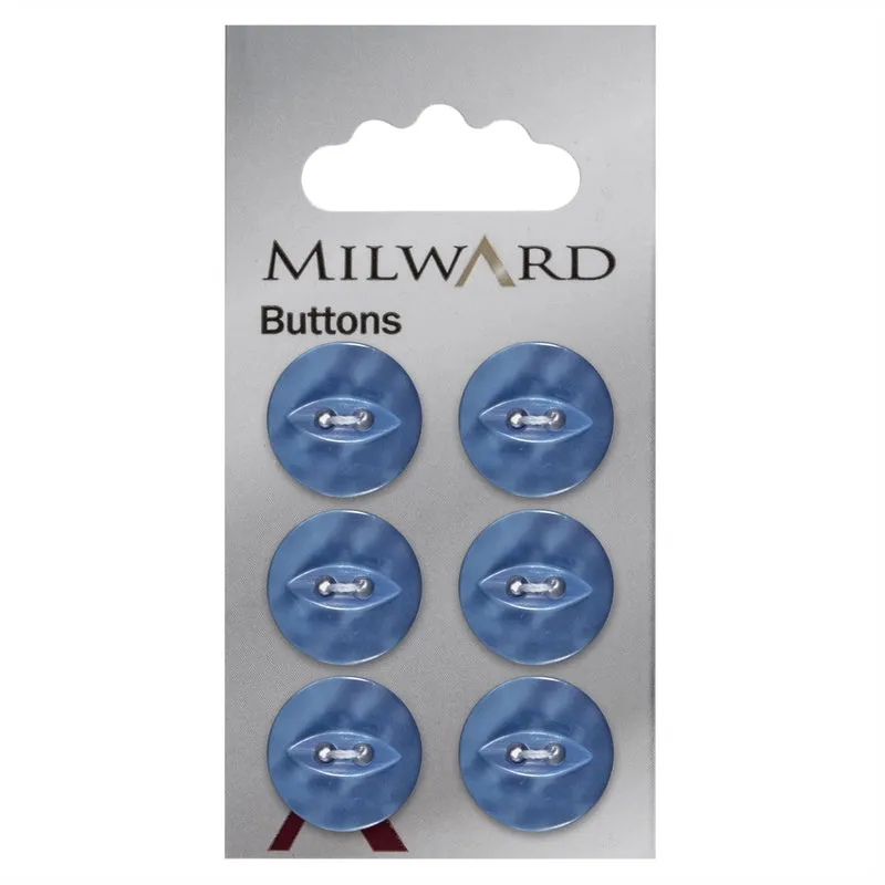 Milward Parelmoer Knoop Rond met Ellips Blauw 16mm (6 stuks)