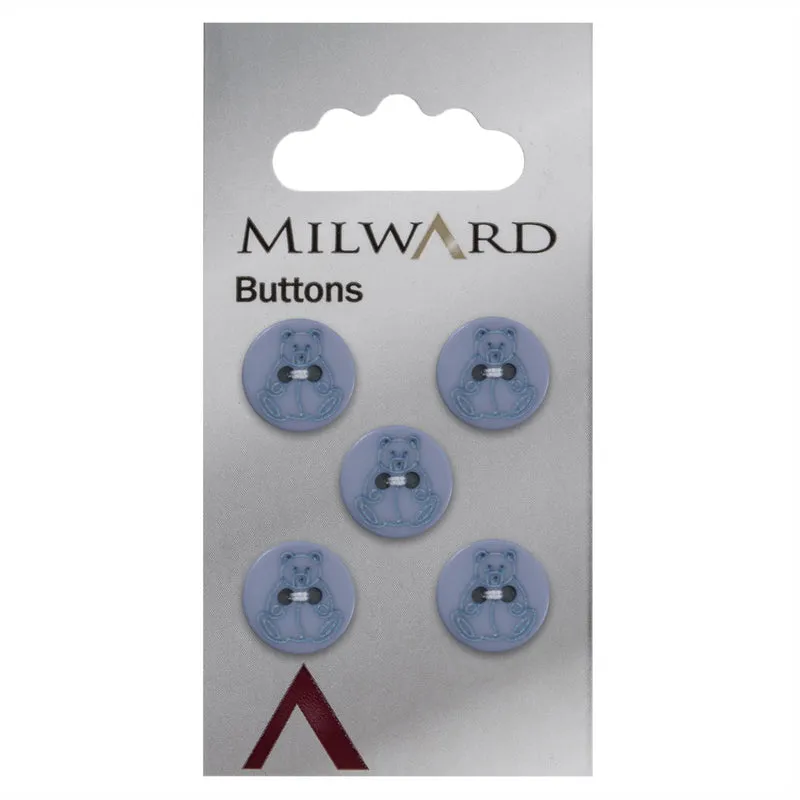 Milward Ronde Knoop met Figuur Beer Paars met Blauw 15mm (5 stuks)