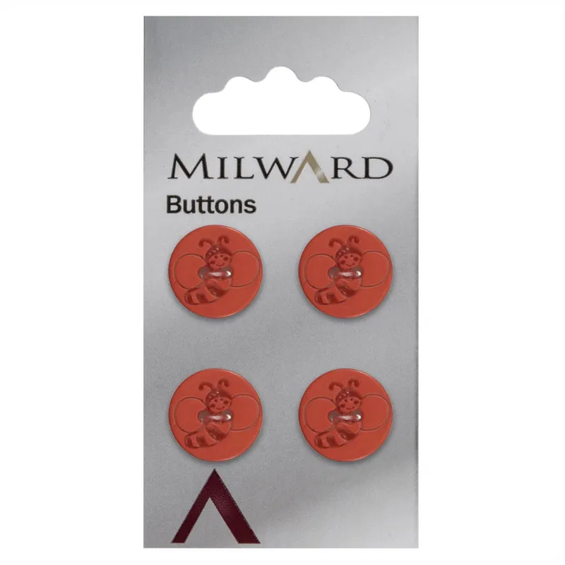 Milward Ronde Knoop met Figuur Bij Rood 15mm (4 stuks)