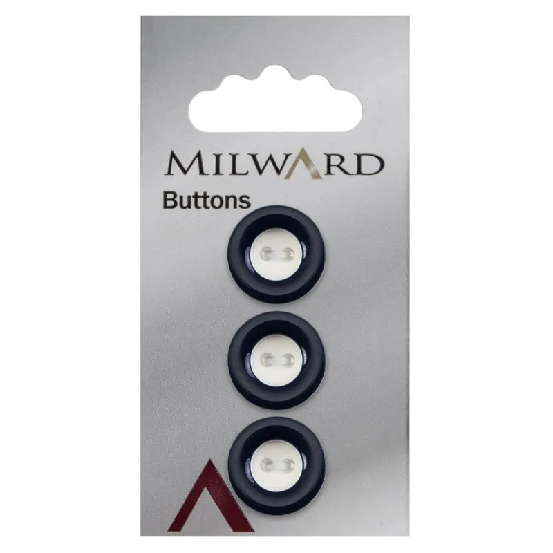 Milward Knoop Wit met Zwarte Rand 18mm (3 stuks)