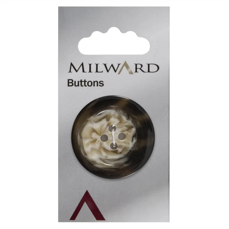 Milward Knoop met Opstaand Randje Zwart/Wit/Bruin 33mm (1 stuk)