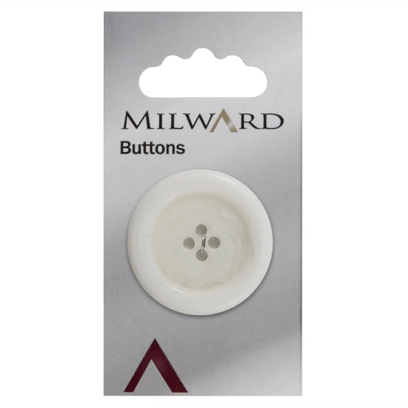Milward Knoop met Opstaande Rand Wit 34mm (1 stuk)