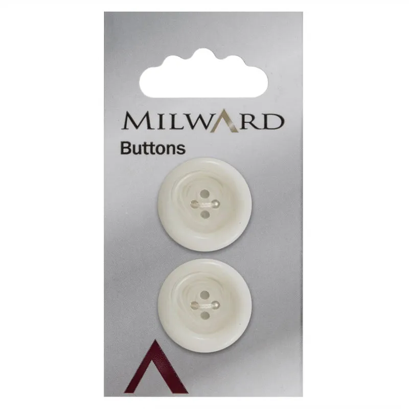 Milward Knoop met Opstaande Rand Wit 22mm (2 stuks)