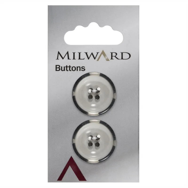 Milward Knoop Doorschijnend met Zwarte Rand 22mm (2 stuks)