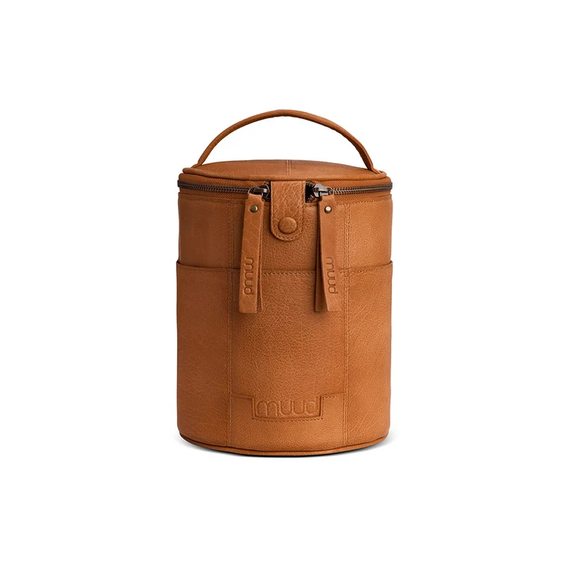 MUUD Saturn Whisky - Handgemaakt leren tas voor handwerkprojecten 20xØ16cm