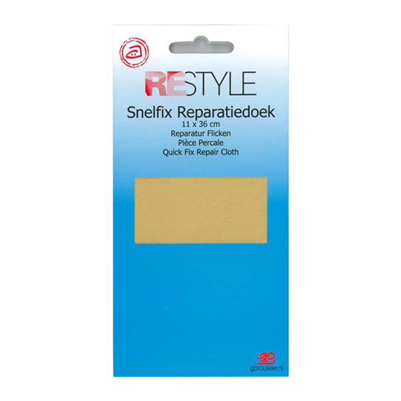 Restyle Snelfix Reparatiedoek 11 cm x 36 cm Opstrijkbaar 886 Bruin / Beige