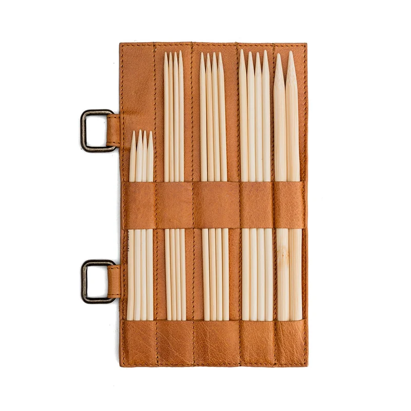 MUUD Carita C Whisky - Handgemaakt leren inleg 14 x 21 cm voor rondbreinaalden