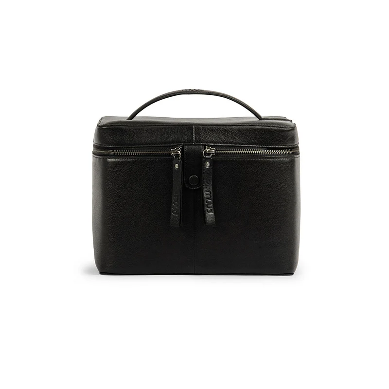 MUUD Lexi Black - Handgemaakt leren ruime handwerktas Black - 20x26cm