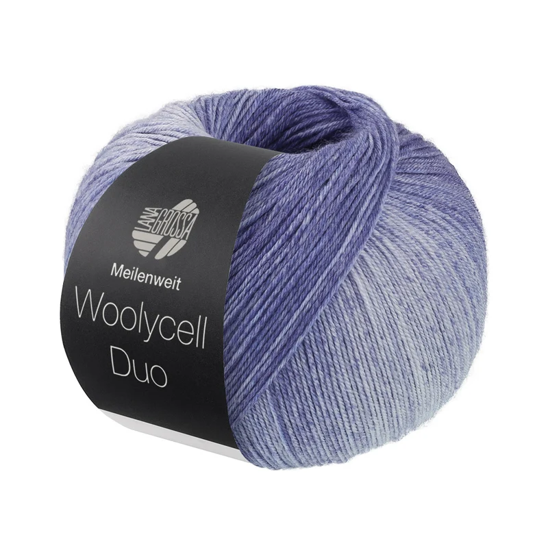 Lana Grossa Woolycell Duo 6005 Marine/Grijs/Lichtblauw