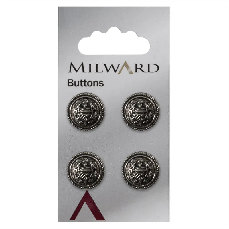 Milward Manchet Knoop Zilver 15mm (4 stuks)