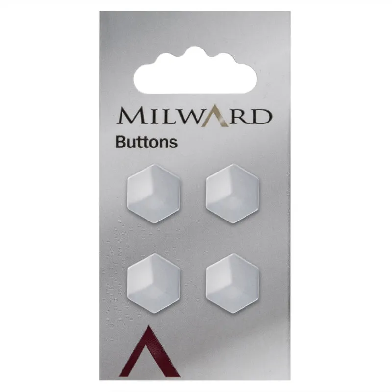 Milward Parelmoer Knoop Hexagon Wit 15mm (4 stuks)