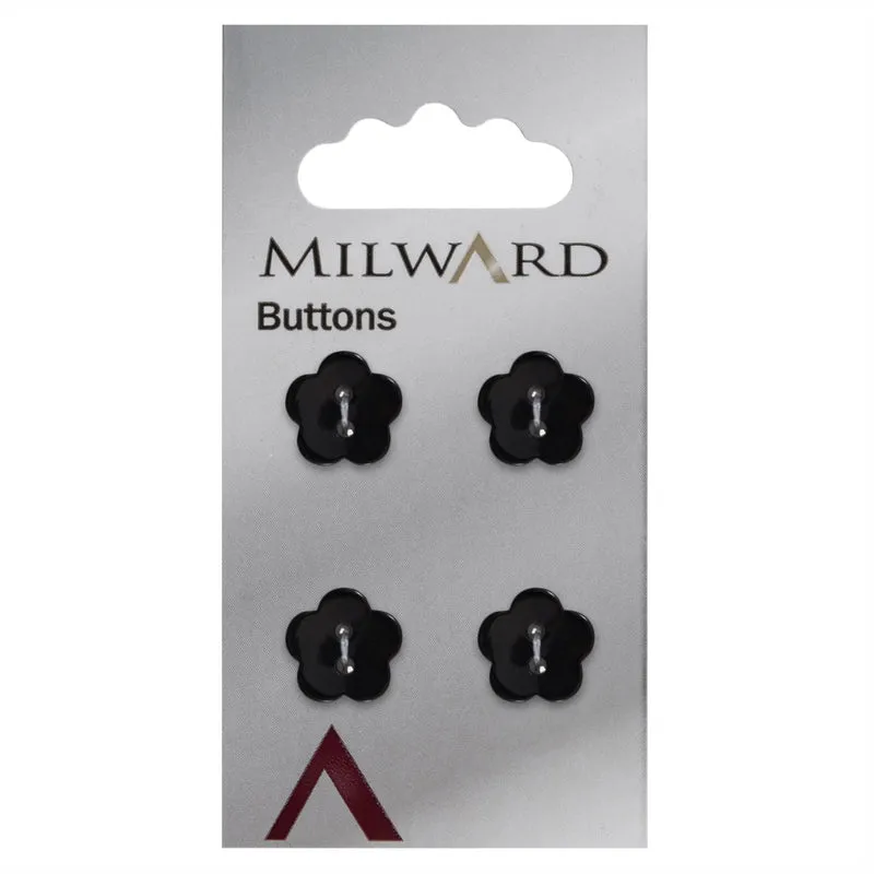 Milward Knoop Bloem Zwart 13mm (4 stuks)