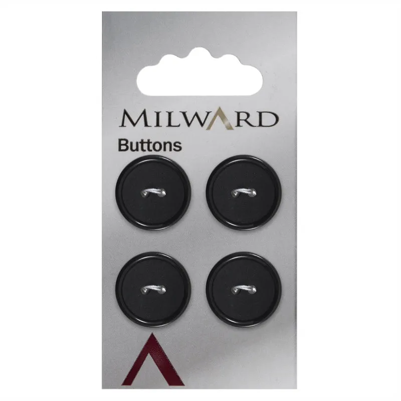 Milward Mat met Glanzende Rand Knoop Zwart 19mm (4 stuks)