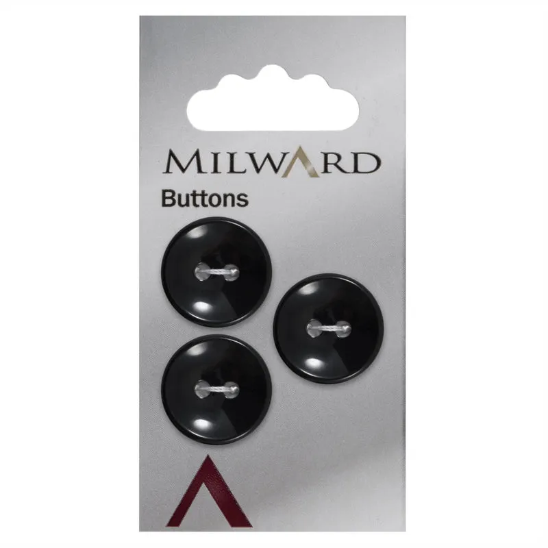Milward Ronde Glanzende Zwarte Knoop 20mm (3 stuks)