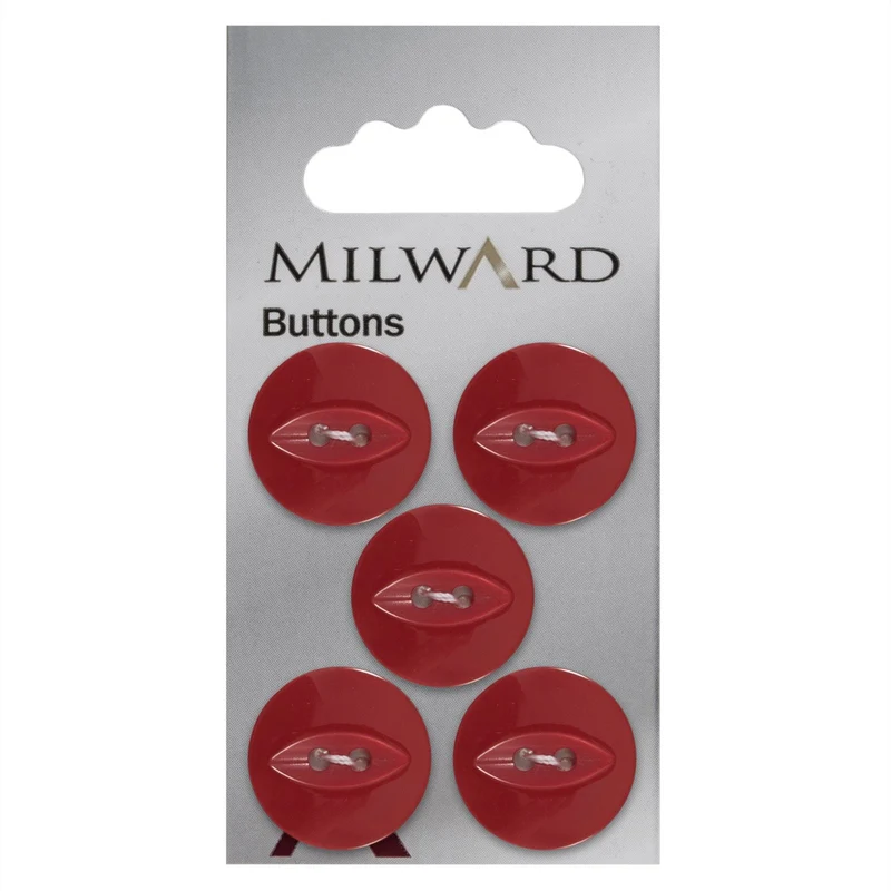 Milward Parelmoer Knoop Rood 19mm (5 stuks)