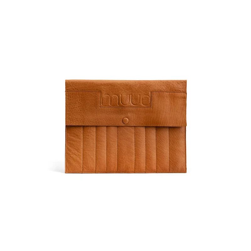 MUUD Oslo XL Whisky - Handgemaakt leren etuit voor sokkennaalden en verwisselbare breinaalden 22x28cm