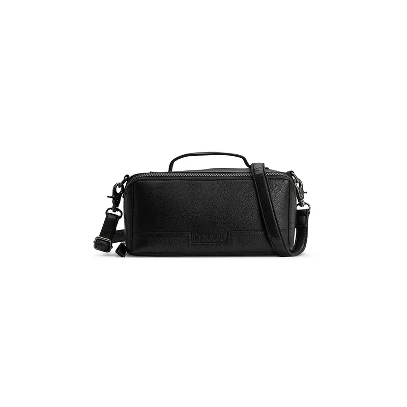MUUD Cleo Black - Handgemaakt leren schouder tas 23 x 13 x 11 cm