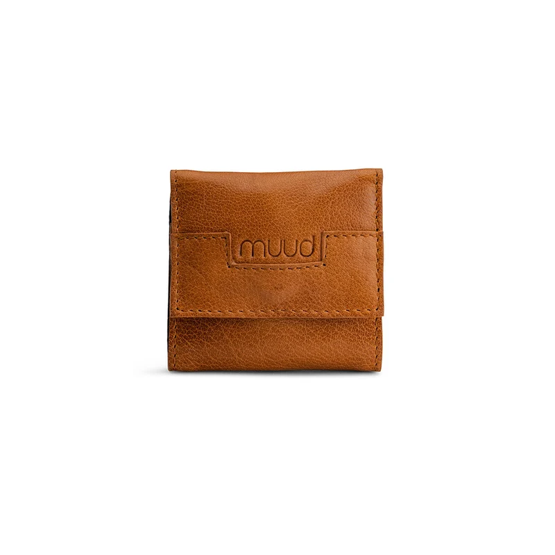 MUUD Carla Whisky - Handgemaakt leren etuitje 8 x 8 cm voor handnaai- en borduurnaalden
